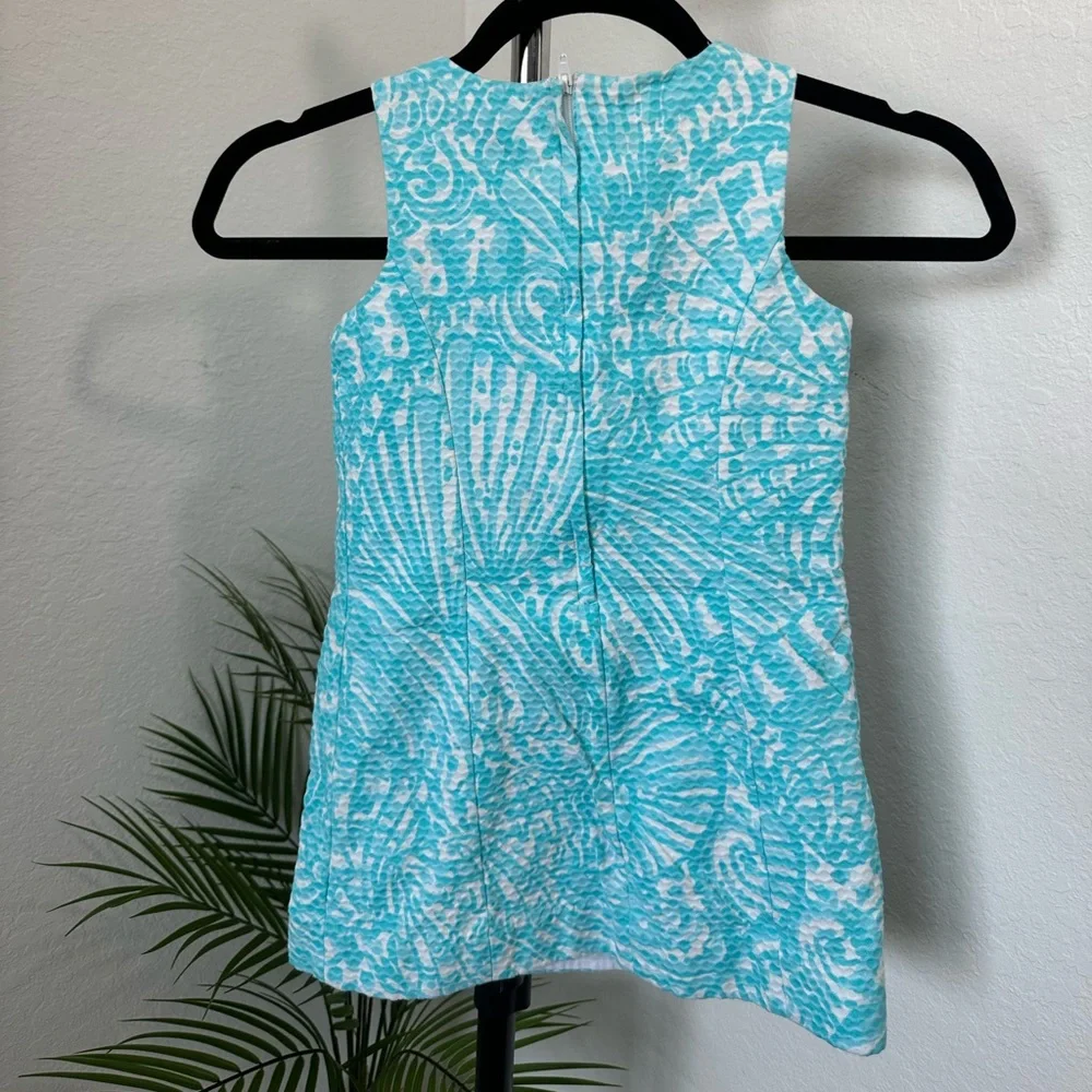 Lilly Pulitzer Girls Aqua and White Embroidered Shift Dress